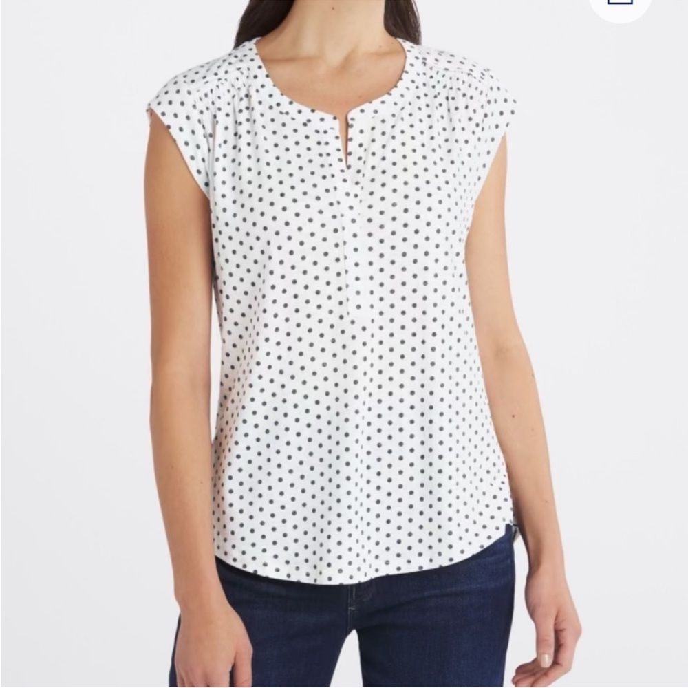 Polka Dot and Stripe Cap Sleeve Top